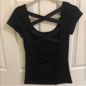 Black windsor top with low back